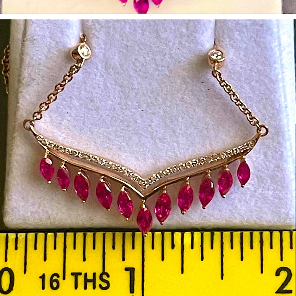 Effy Rare Find!! Unique Red Ruby Bright Diamonds … - image 3